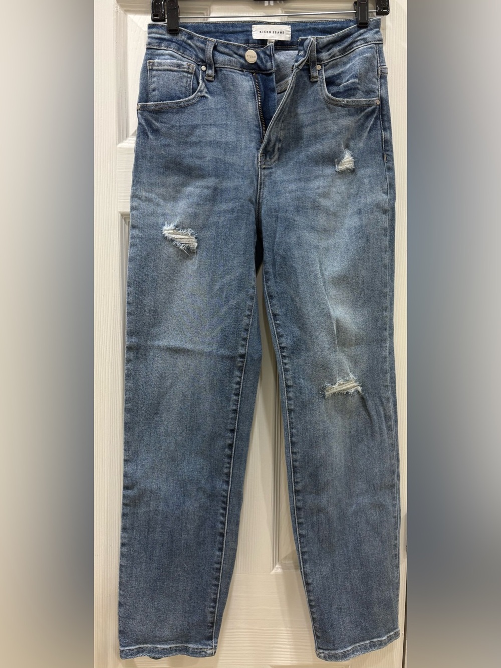 Light Blue Distressed Ankle Jeans